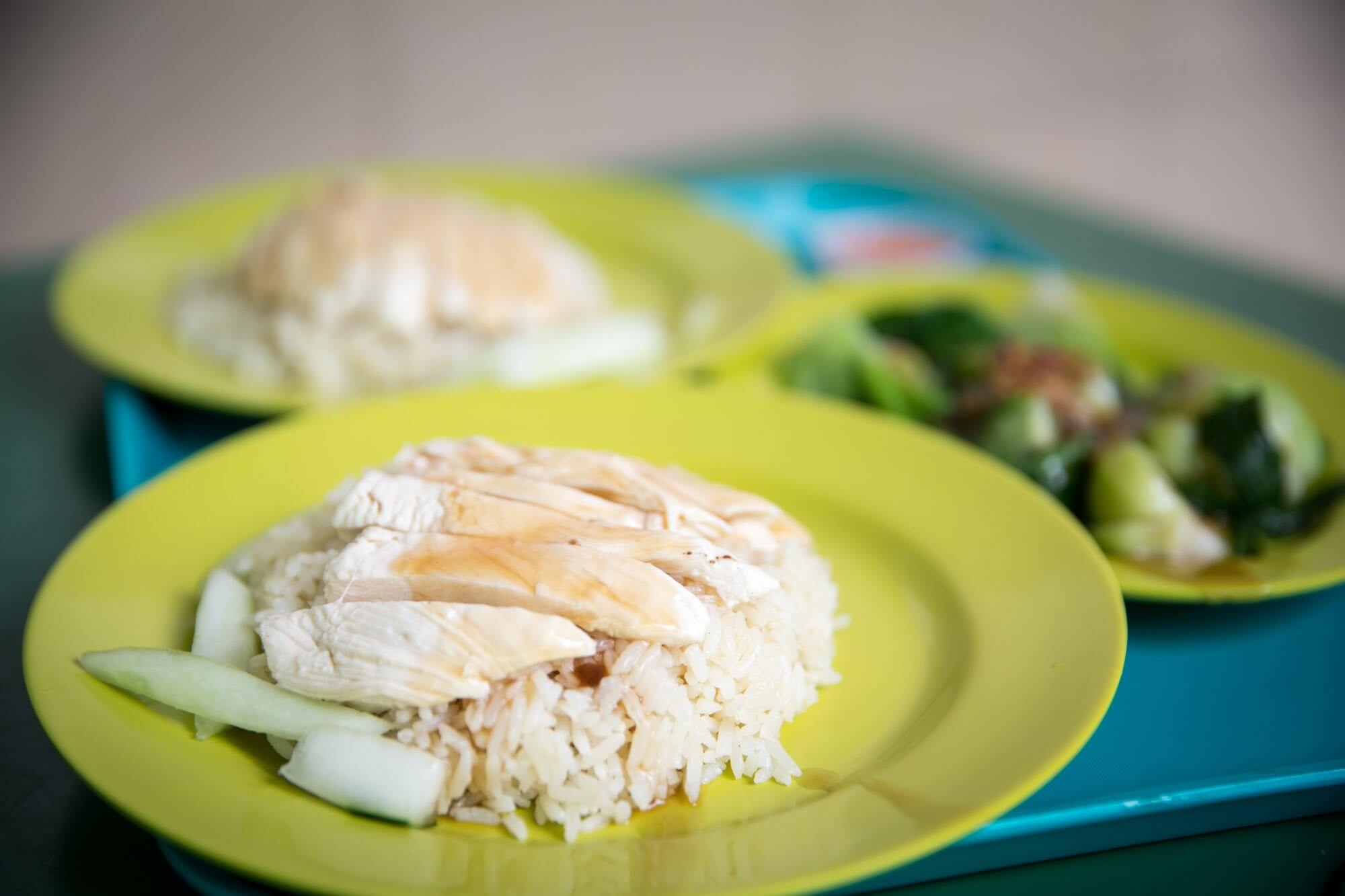 Singapore chicken rice, approved by Anthony Bourdain, at the Maxwell Food Centre