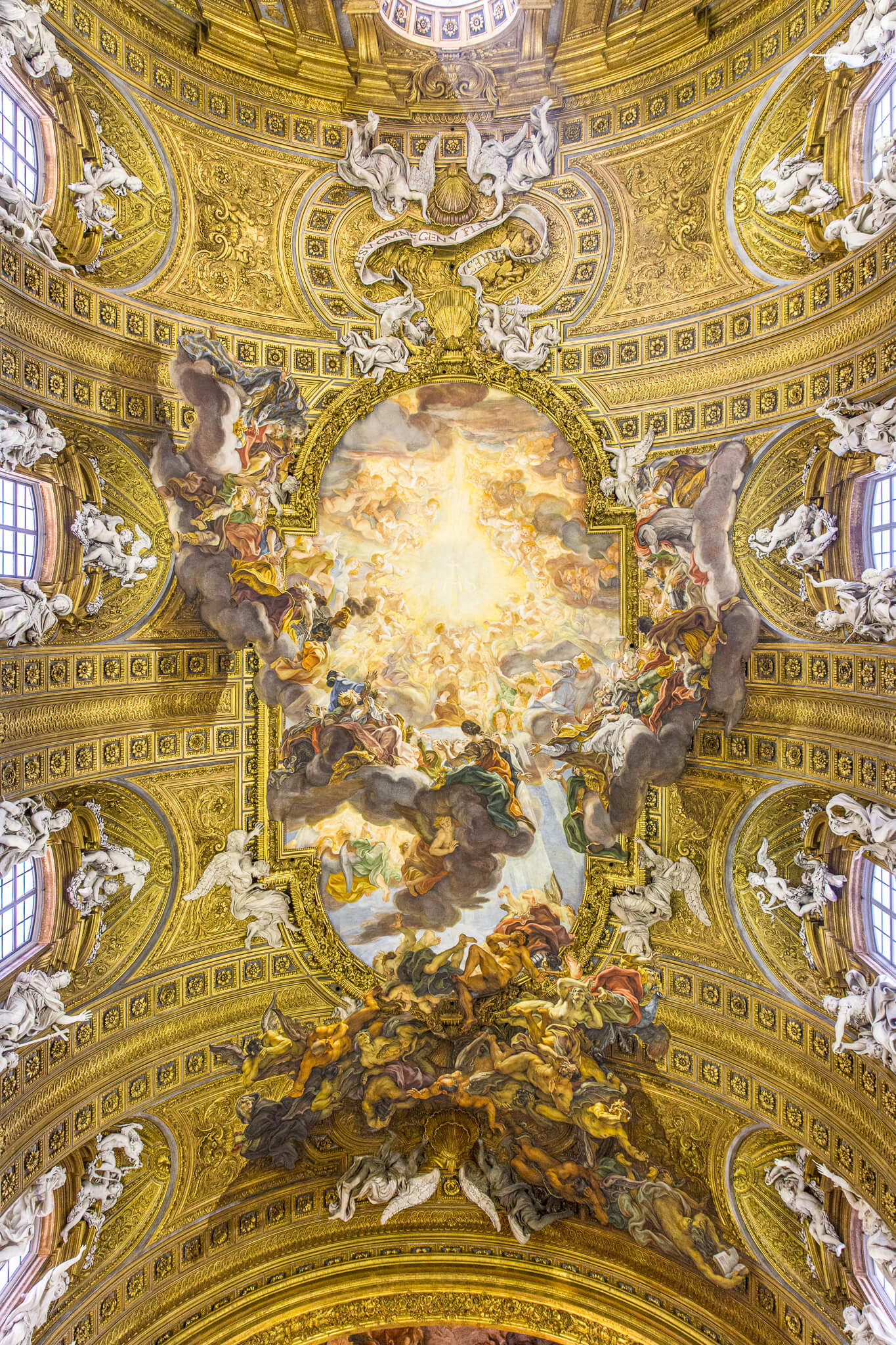 Trompe-l'oeil ceiling fresco Triumph of the Name of Jesus in the Church of the Gesu in Rome