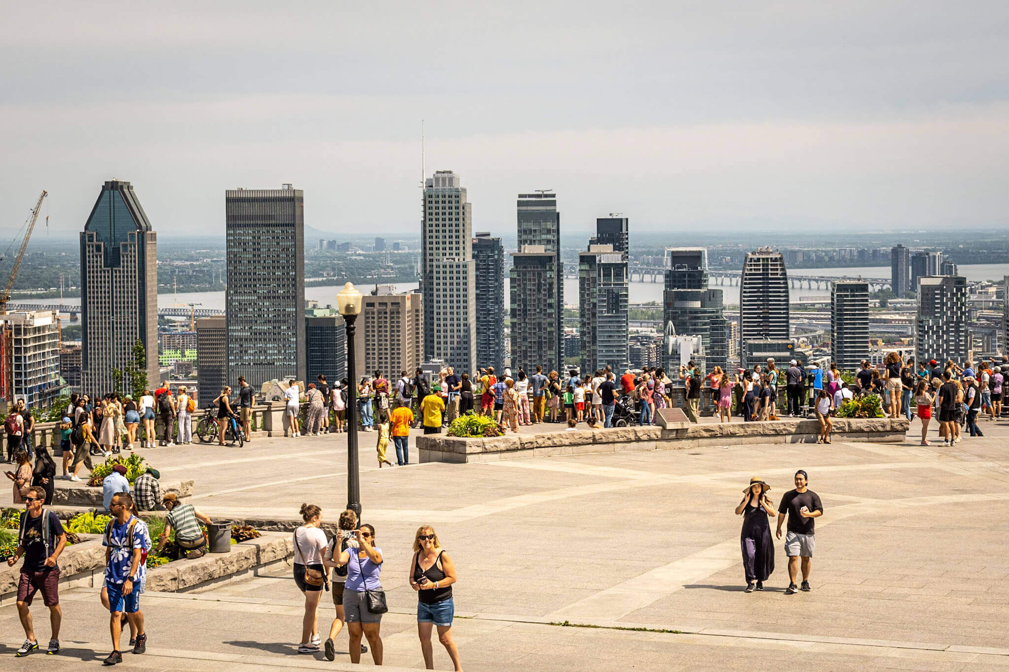 View of the Montreal skyline from the Belvedere of Mount Royal