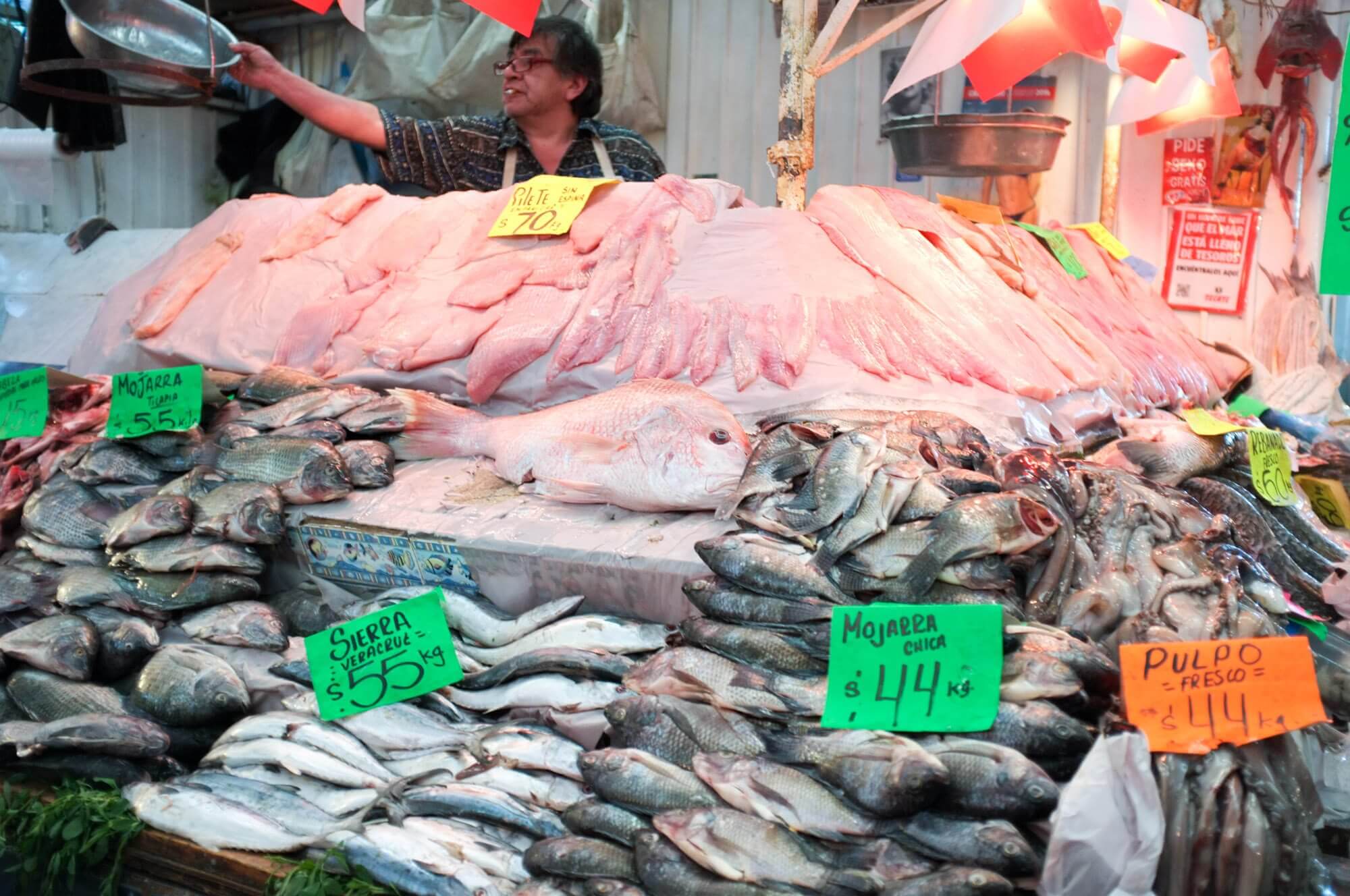 Fresh fish at La Merced market in Mexico City