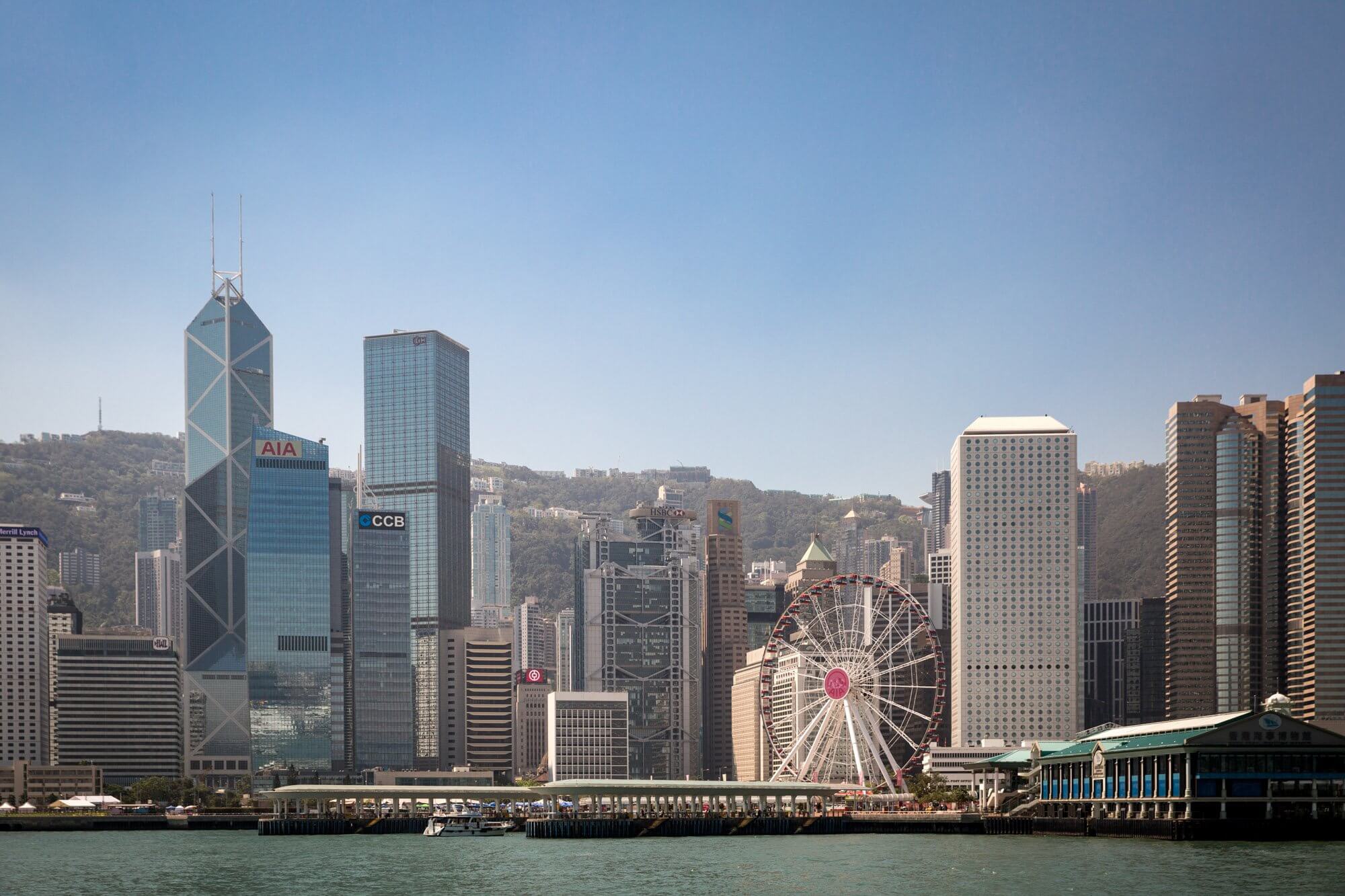 The Hong Kong skyline as seen from aboard the Star Ferry