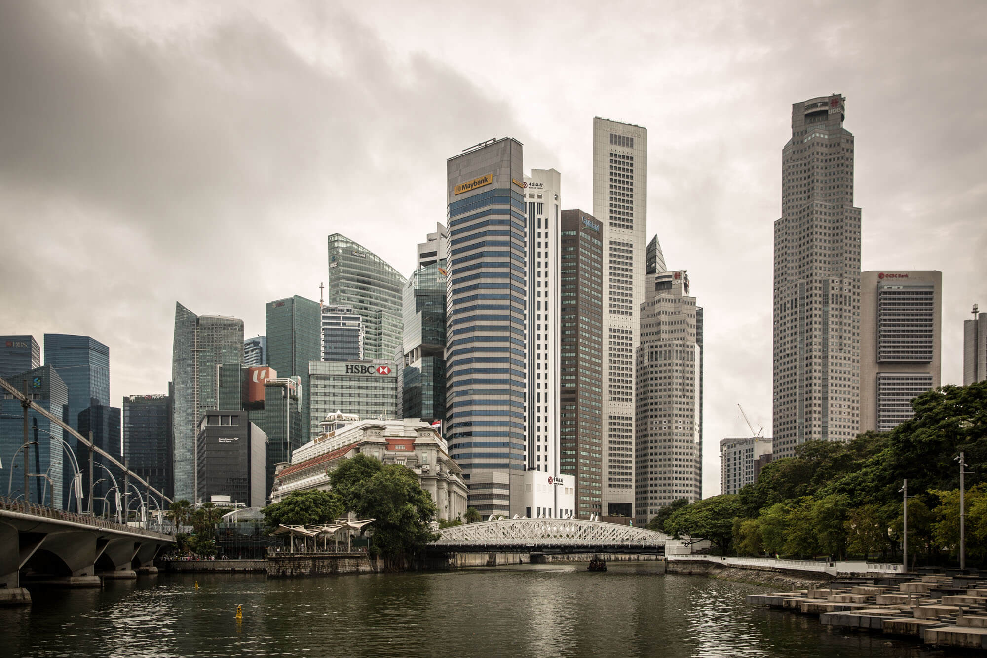 The Singapore skyline over the Marina Bay