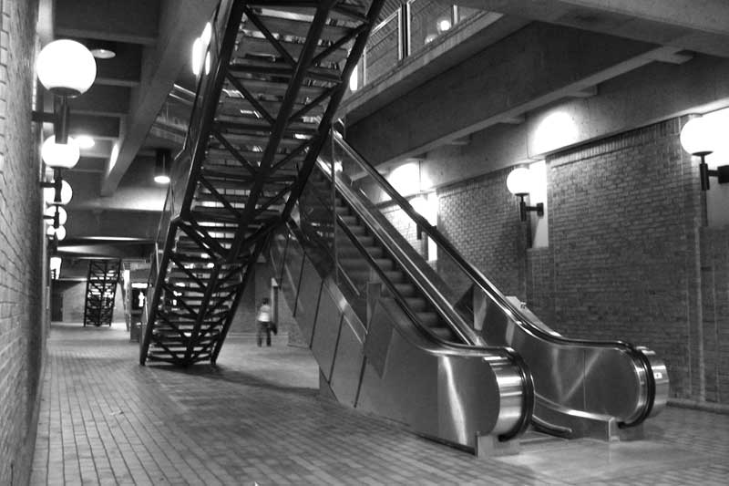 Snowdon subway station interior escalator and stairs