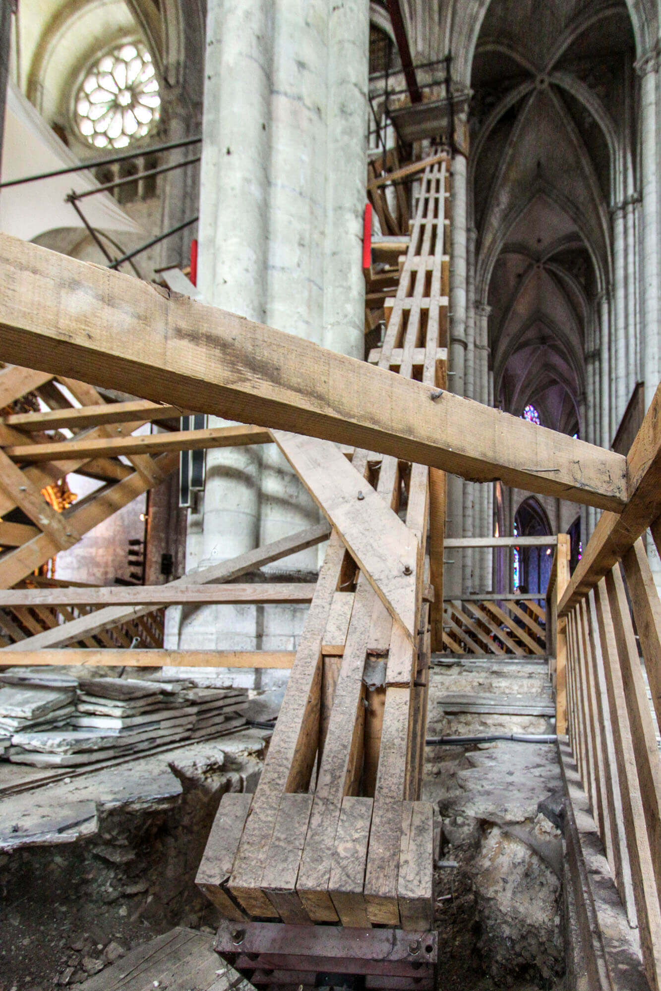 Massive internal trusses are required to support the incomplete Beauvais Cathedral