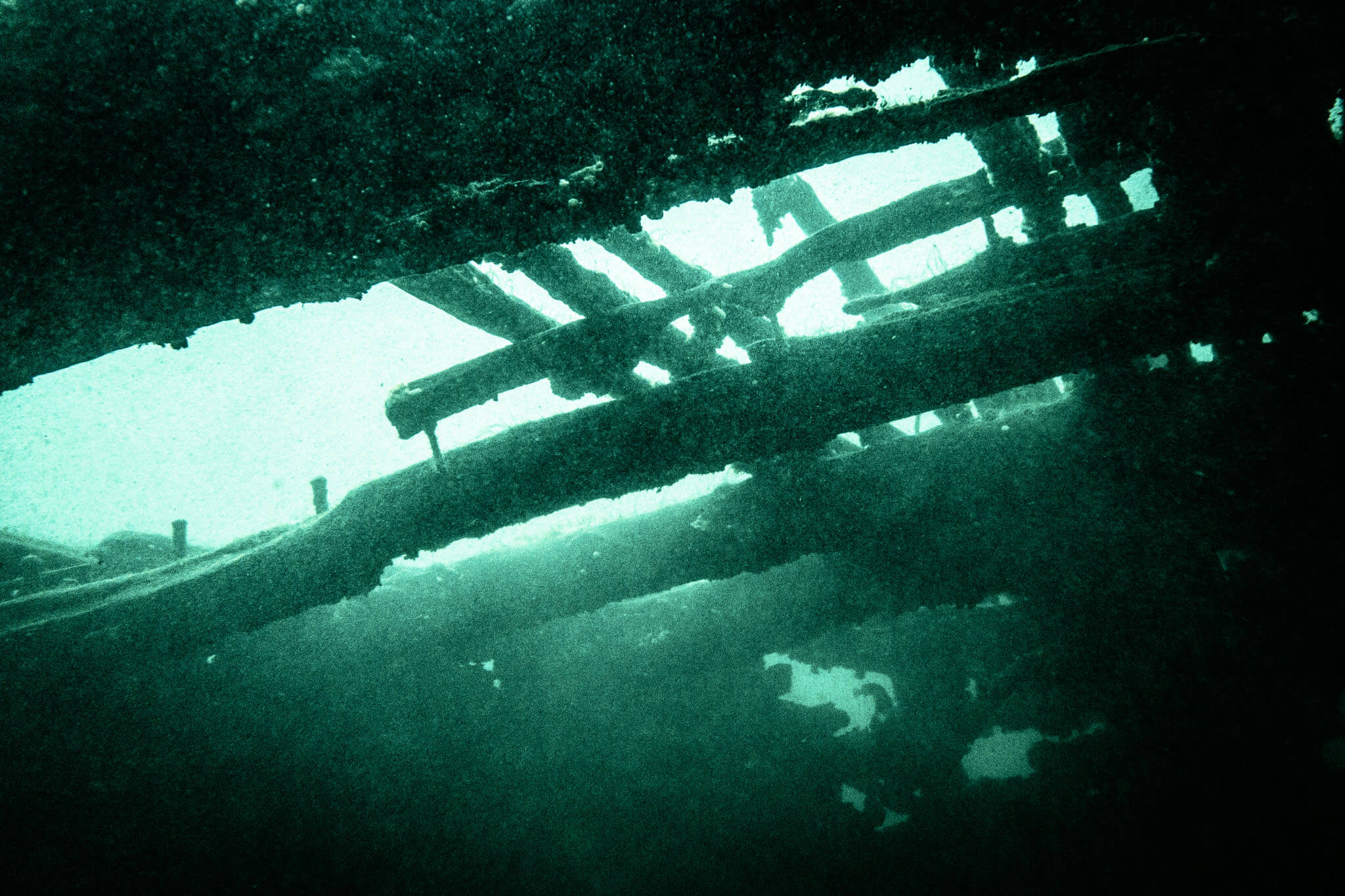 Interior of the Robert Gaskin shipwreck near Brockville