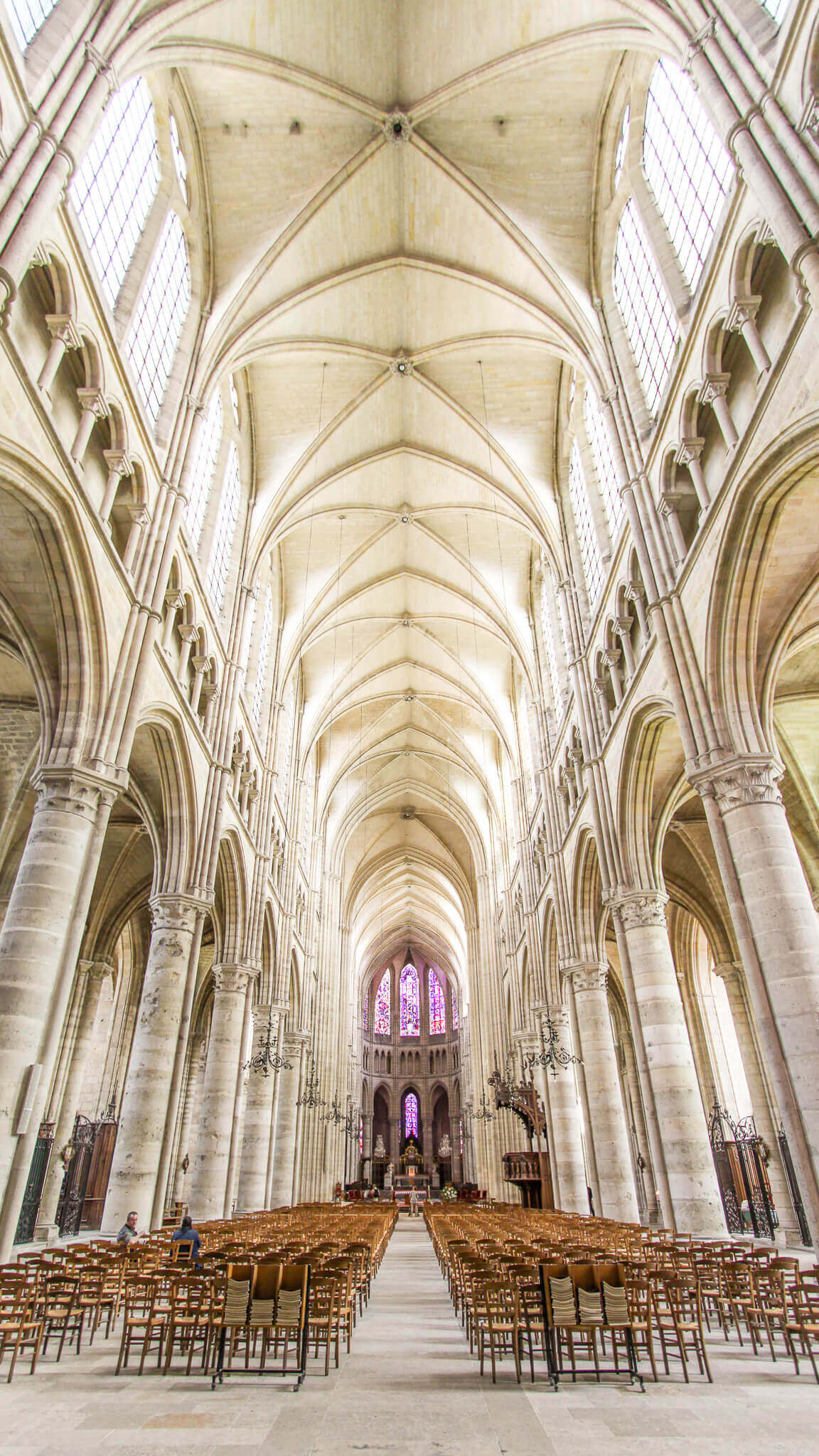 Lofty interior of the Gothic Soissons Cathedral