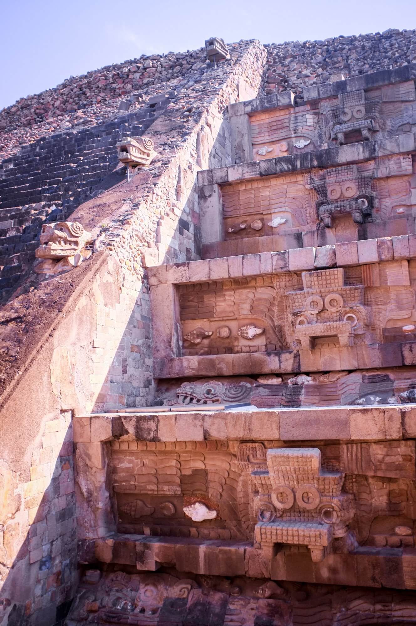 Teotihuacan’s famous Temple of the Feathered Serpent (or Temple of Quetzalcoatl)