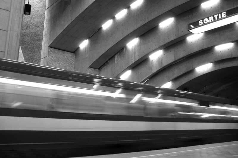 Place-Saint-Henri subway station interior moving train