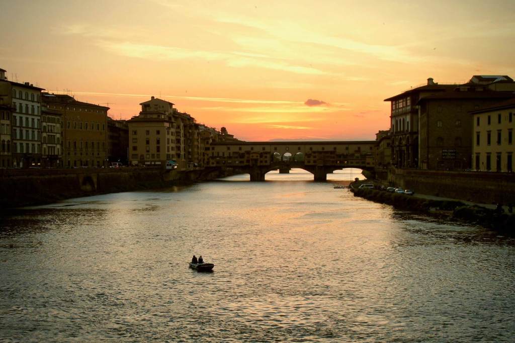 The Ponte Vecchio bridge over the Arno river in Florence
