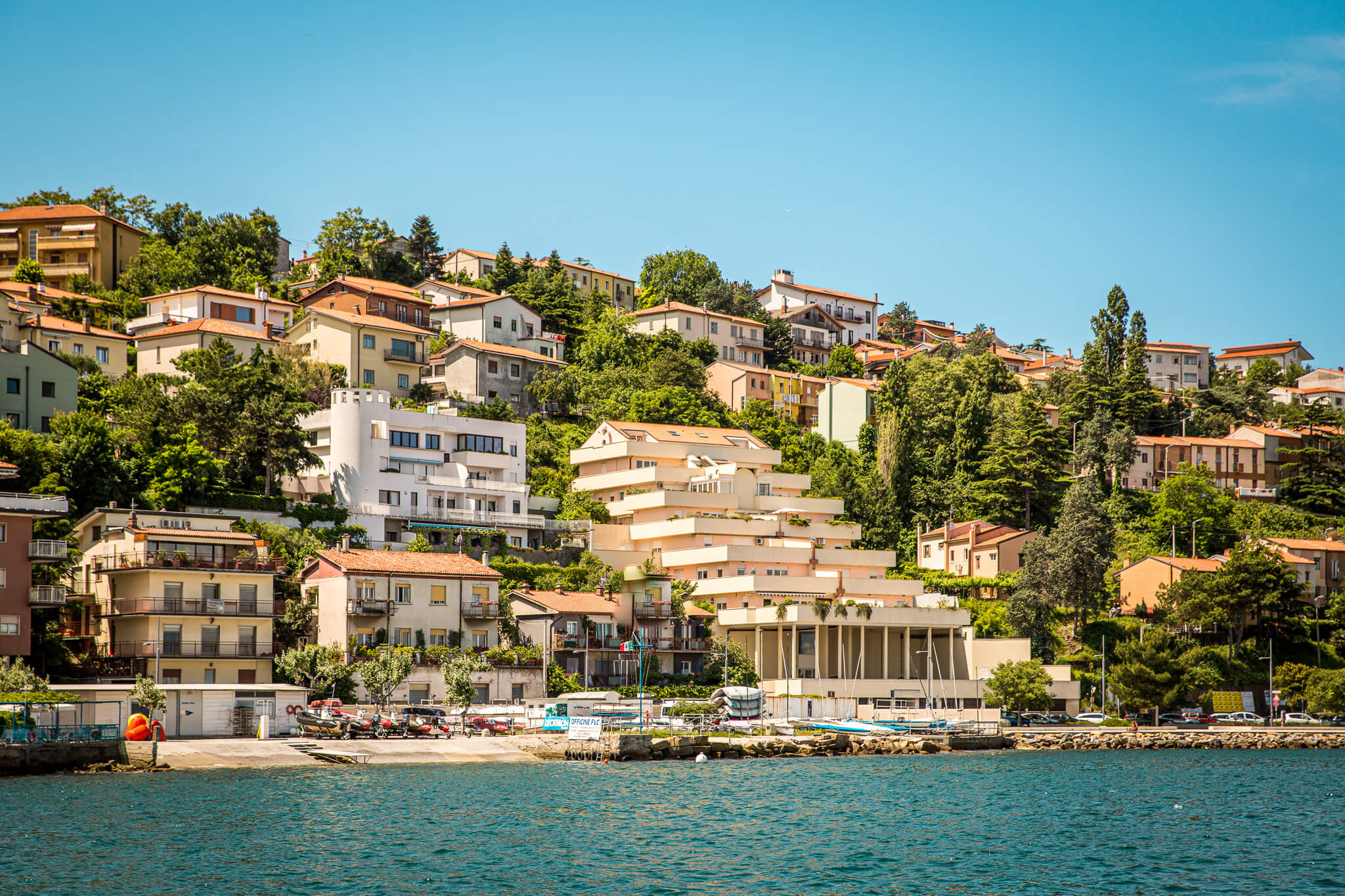 Grand homes on the coast of Muggia, Italy