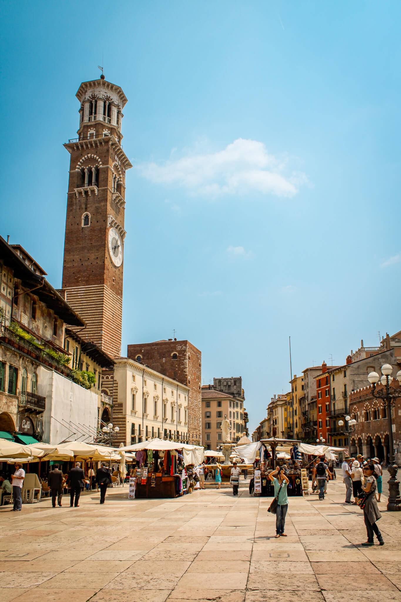 The Torre dei Lamberti in Verona's Piazza delle Erbe