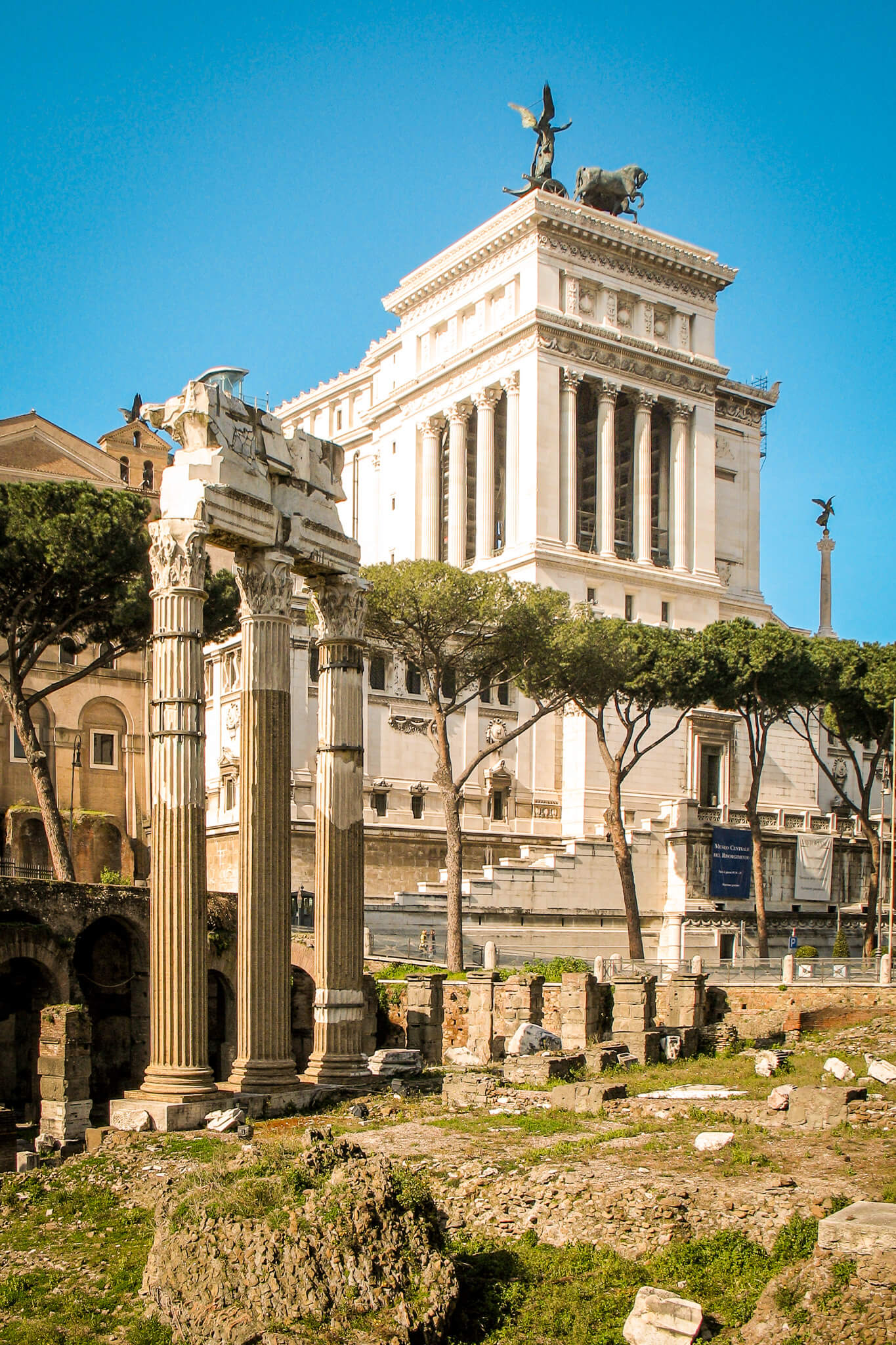 The monument to Victor Emmanuelle II viewed from the Roman Forum