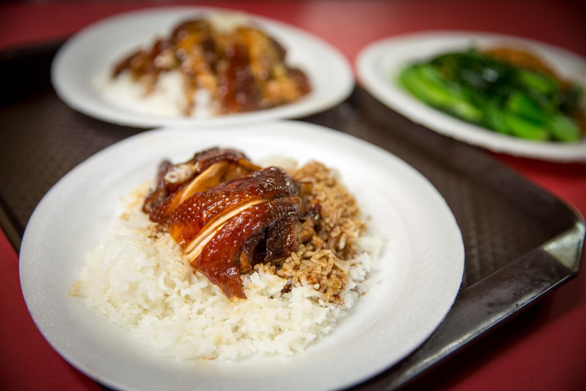 Michelin star Hong Kong soy sauce chicken rice at the Chinatown Complex Food Center