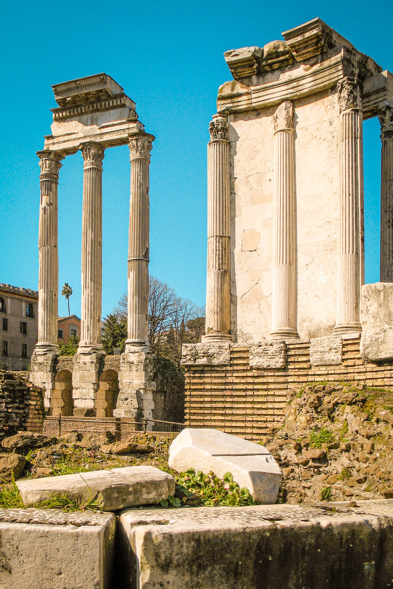 The remains of the Temple of Vesta in the Roman Forum