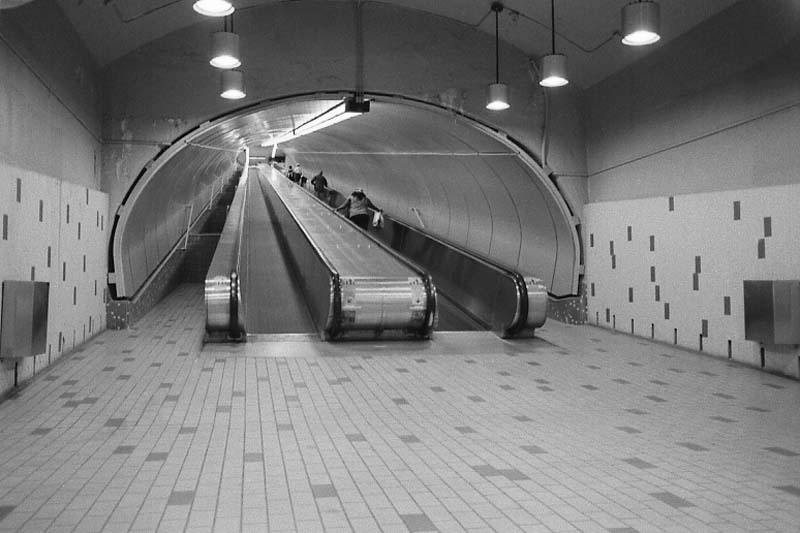 Beaudry subway station moving sidewalk