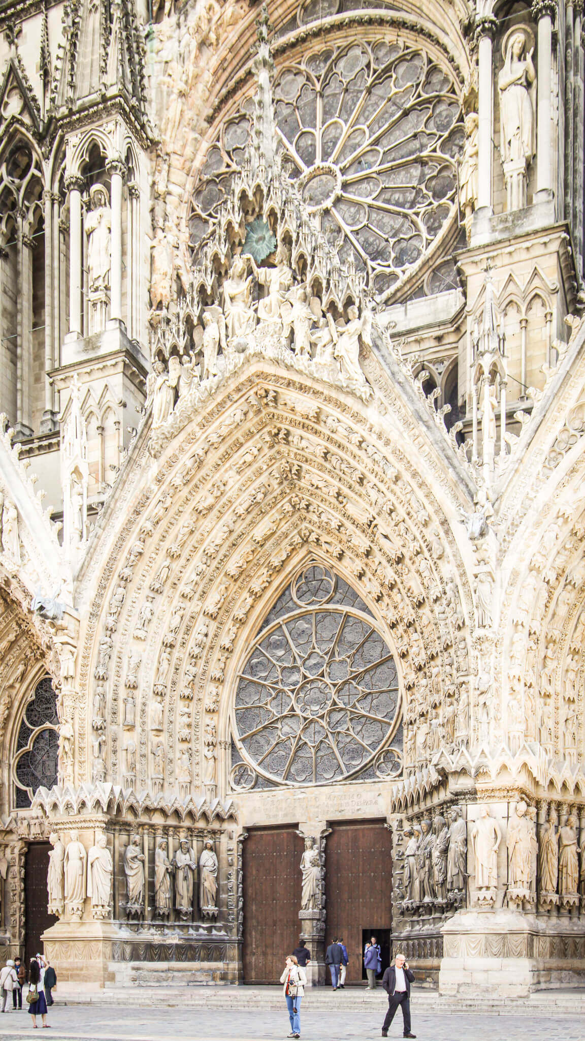Detail of the massive door arches at Reims Cathedral