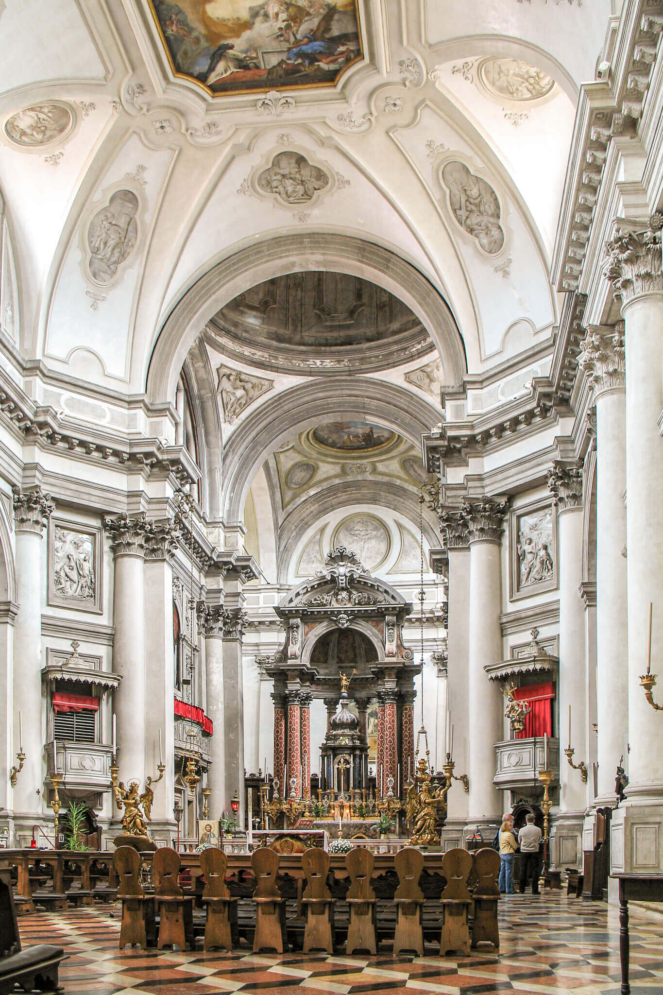 The Rococo interior of Santa Maria del Rosario (Gesuati) in Venice