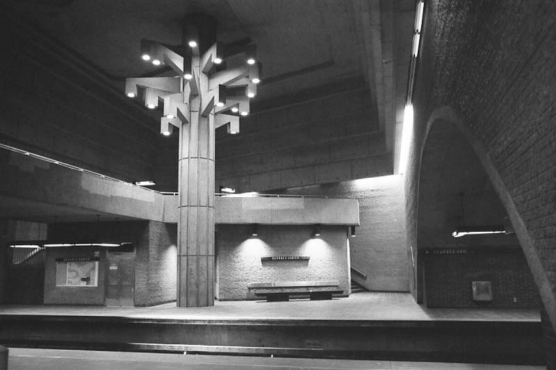 Georges-Vanier subway station interior tree light fixture