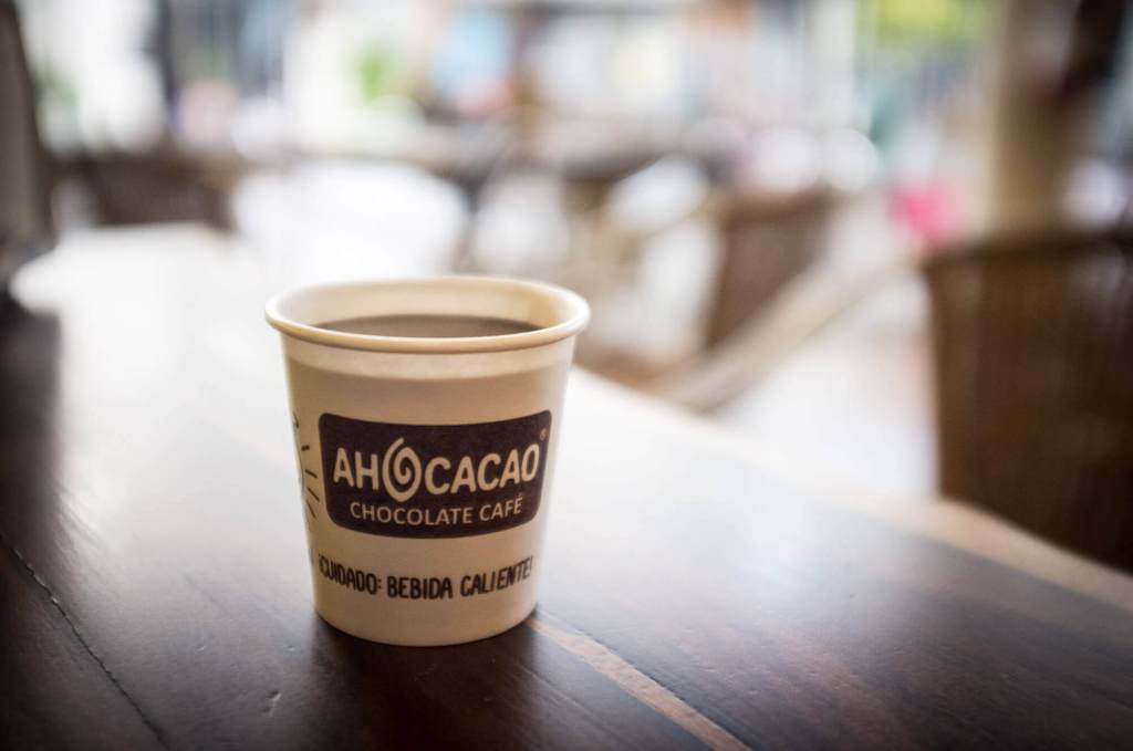 Sipping chocolate from Ah Cacao in Playa del Carmen