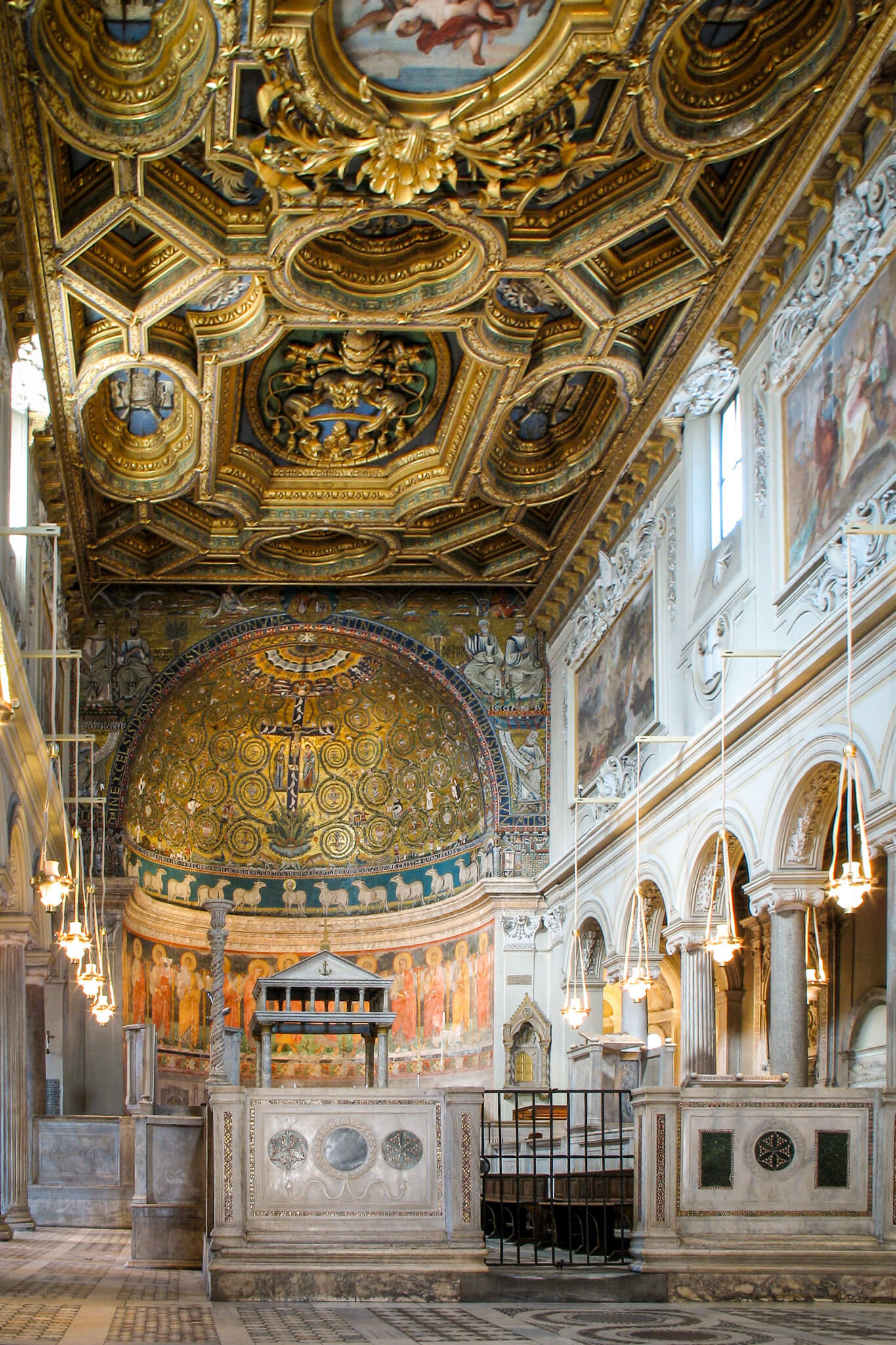 Interior of the San Clemente Basilica in Rome