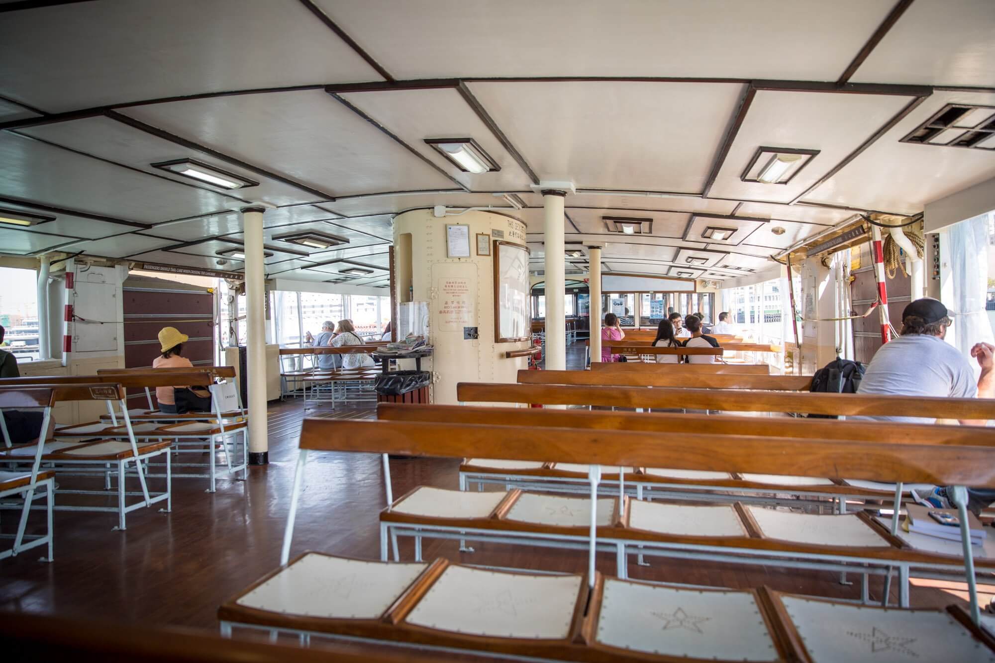 The inside of the Star Ferry upper deck
