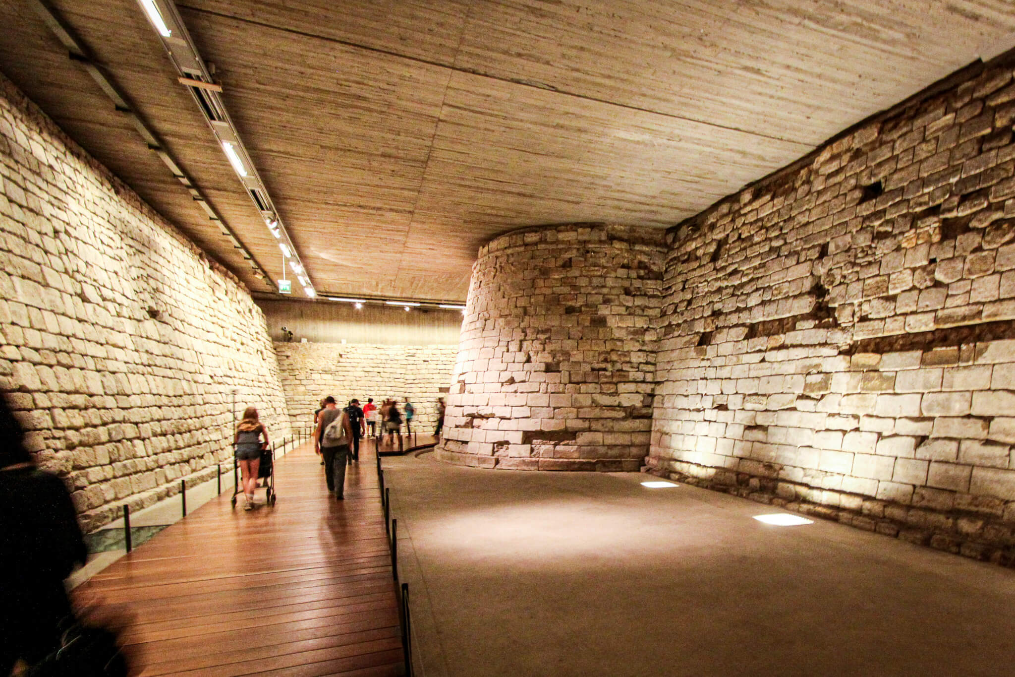 Foundations of the medieval Louvre castle beneath the Louvre Museum in Paris