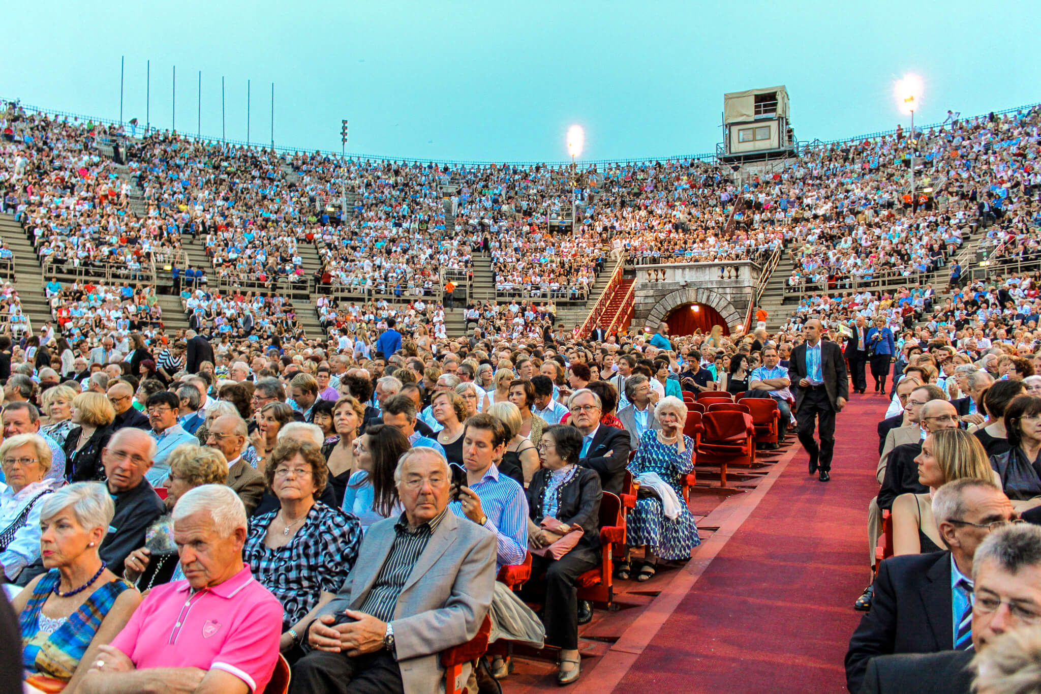 Audience in the Verona Arena for an opera performance