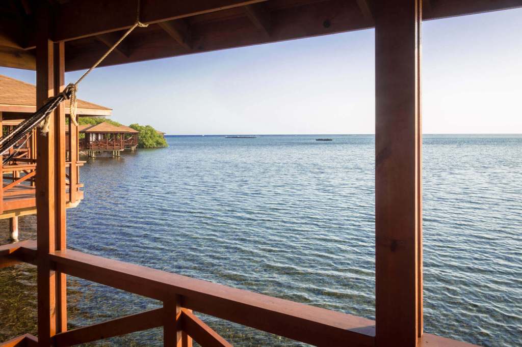 Our room on stilts over water at Anthony's Key Resort in Roatán, Honduras