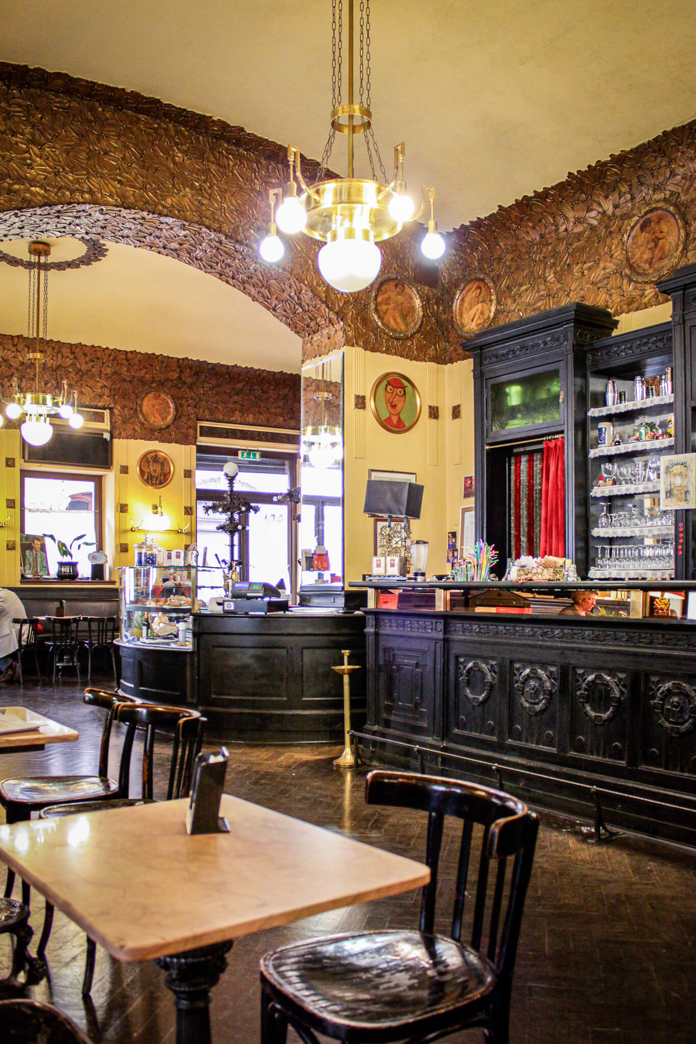 Interior of the historic Caffè San Marco in Trieste, Italy