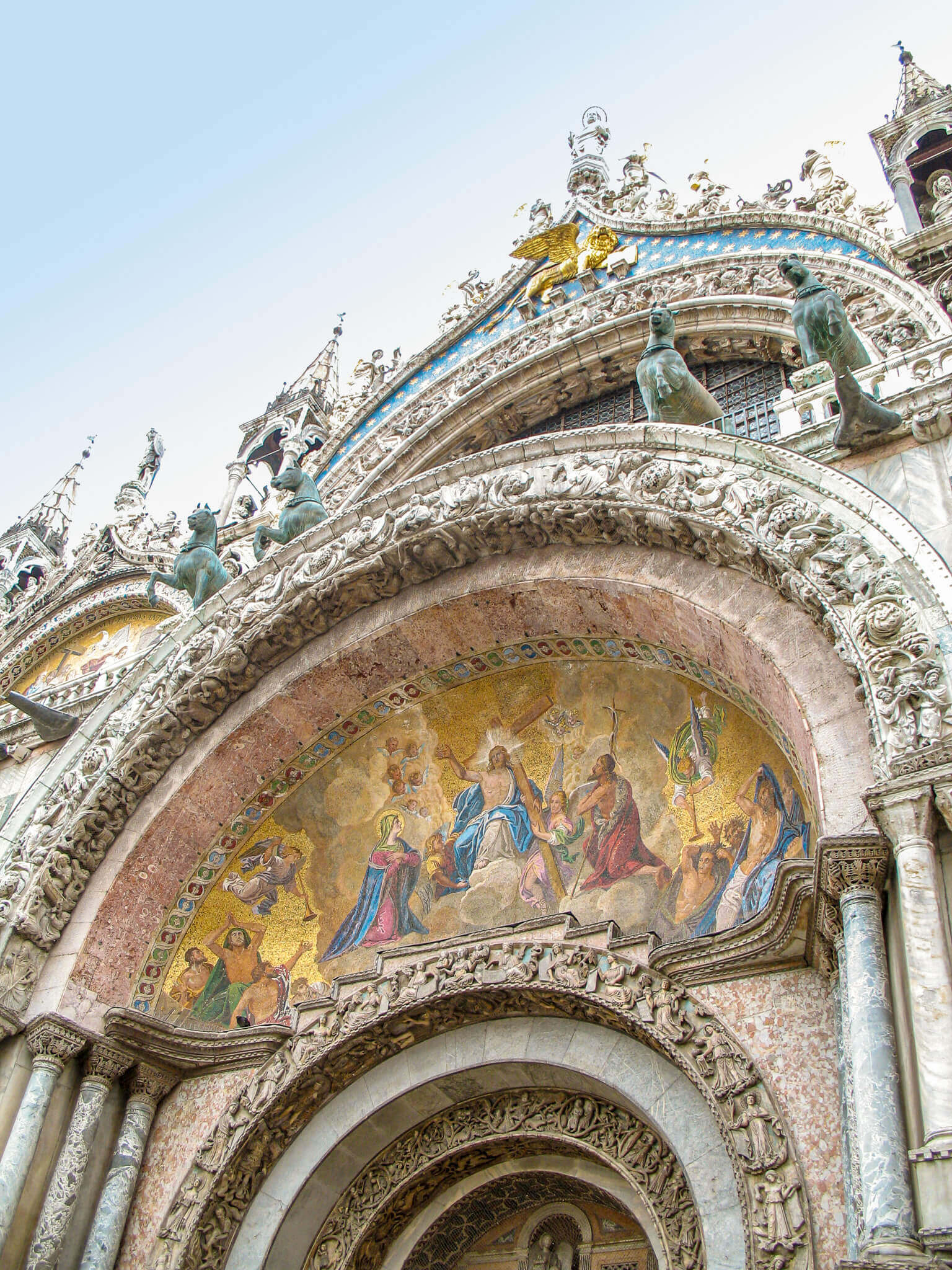 Detail of the San Marco basilica facade in Venice