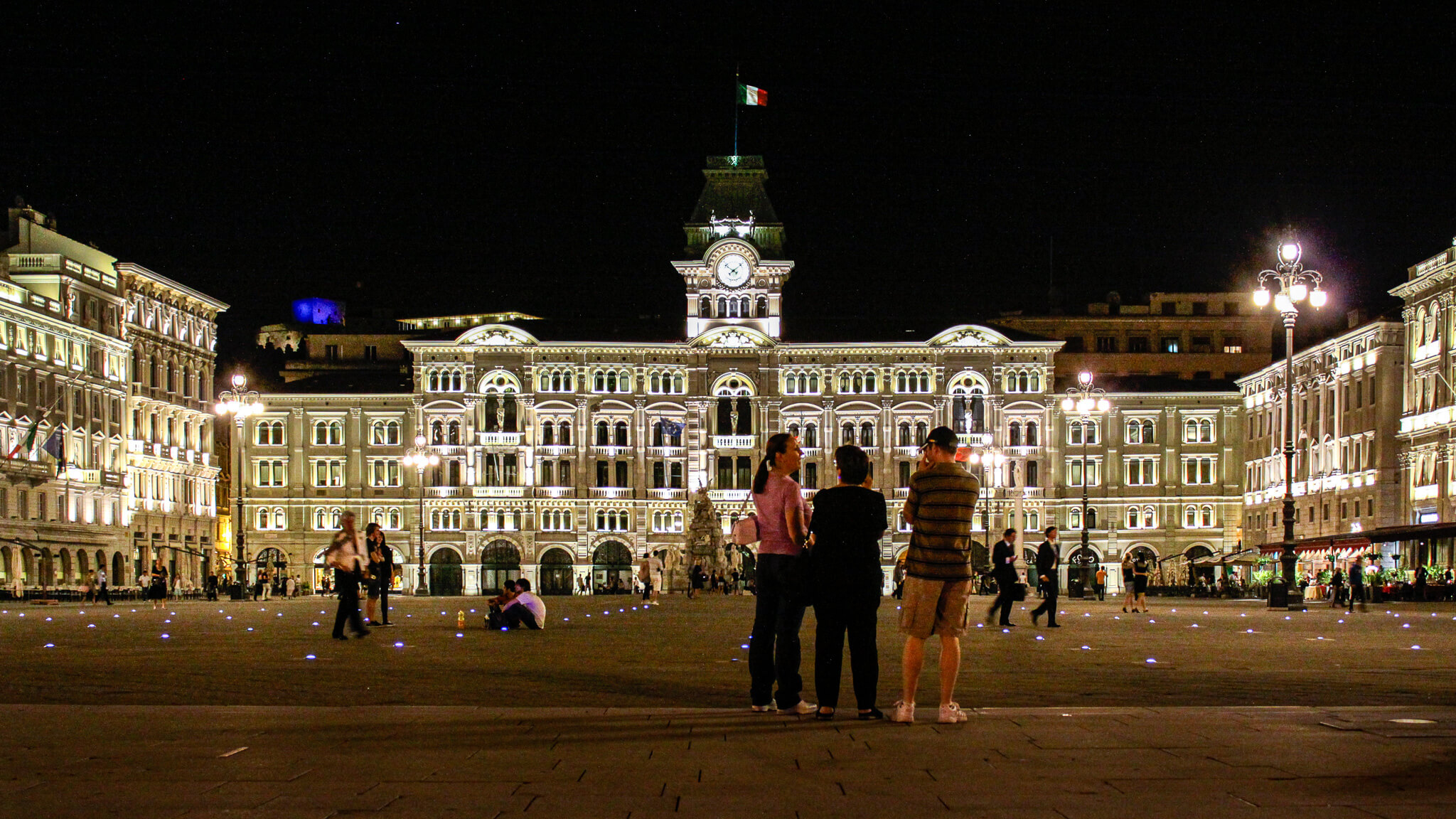 Trieste's Piazza Unità d'Italia at night