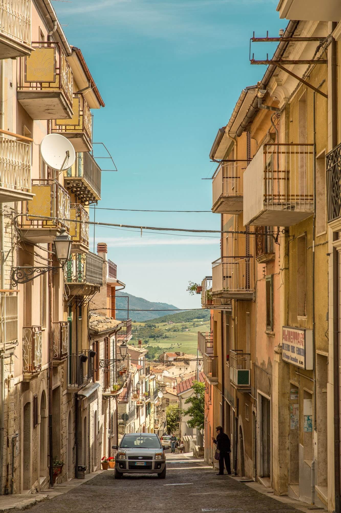 A hilly street in Bagnoli del Trigno, Molise, Italy