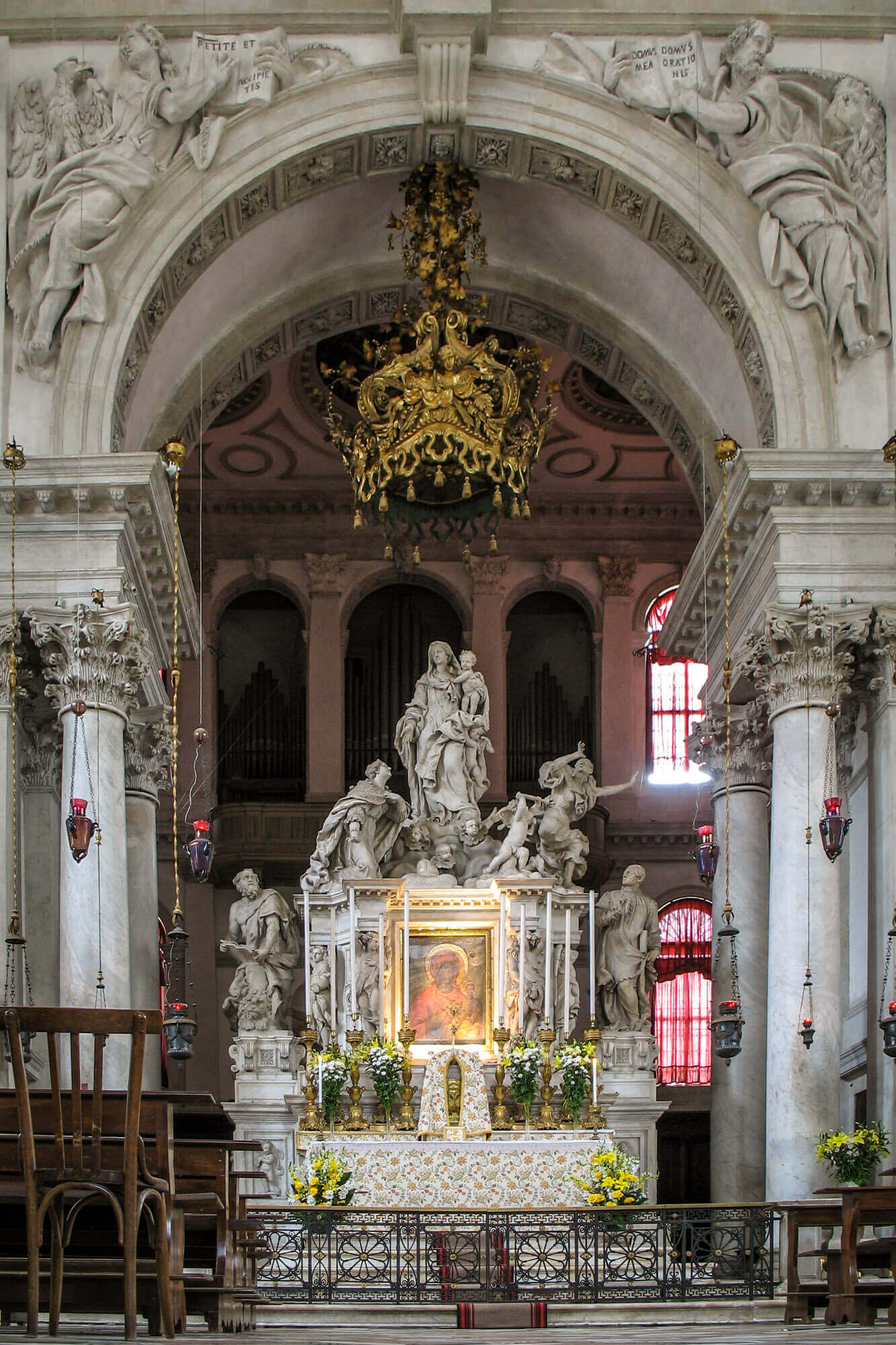 The interior of Santa Maria della Salute basilica in Venice