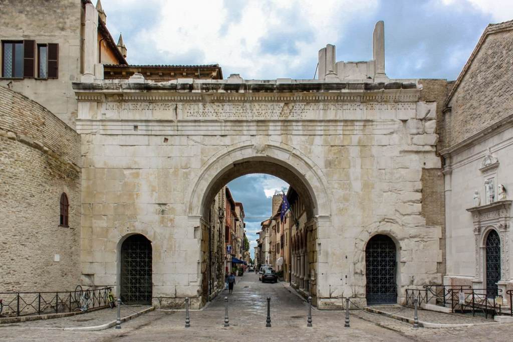 The Arco d'Augusto Roman gate in Fano, Le Marche