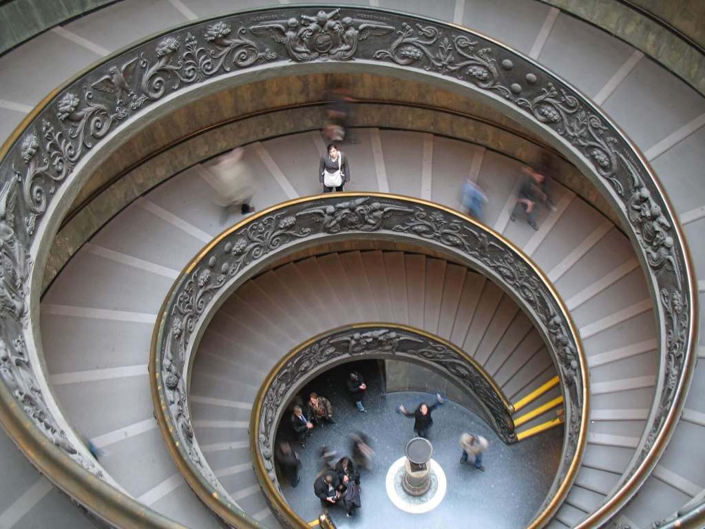 The modern Bramante Staircase, a double helix staircase in the Vatican Museums