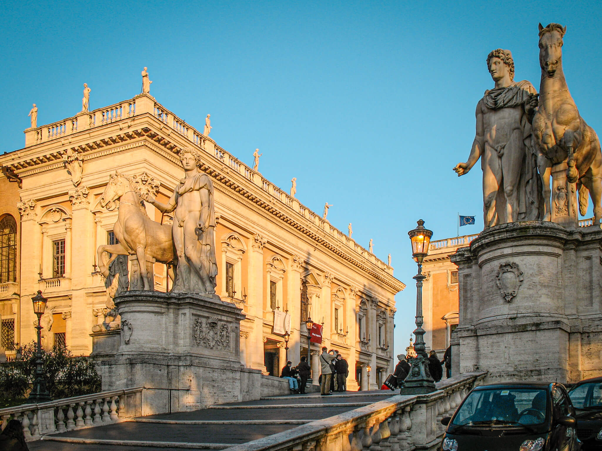 Castor and Pollux statues at the entrance to Piazza del Campidoglio in Rome