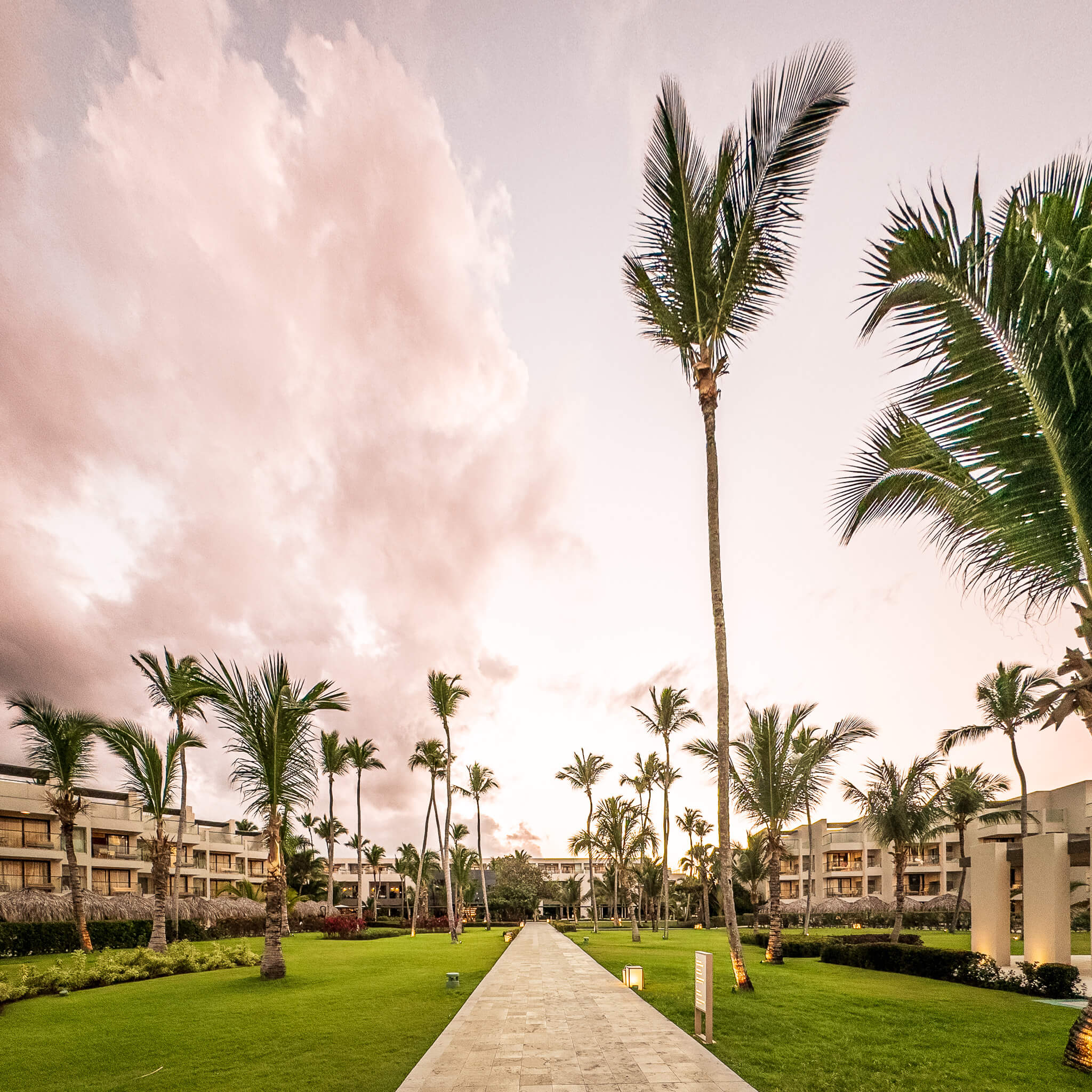 The impeccably maintained grounds of Excellence El Carmen in the Dominican Republic