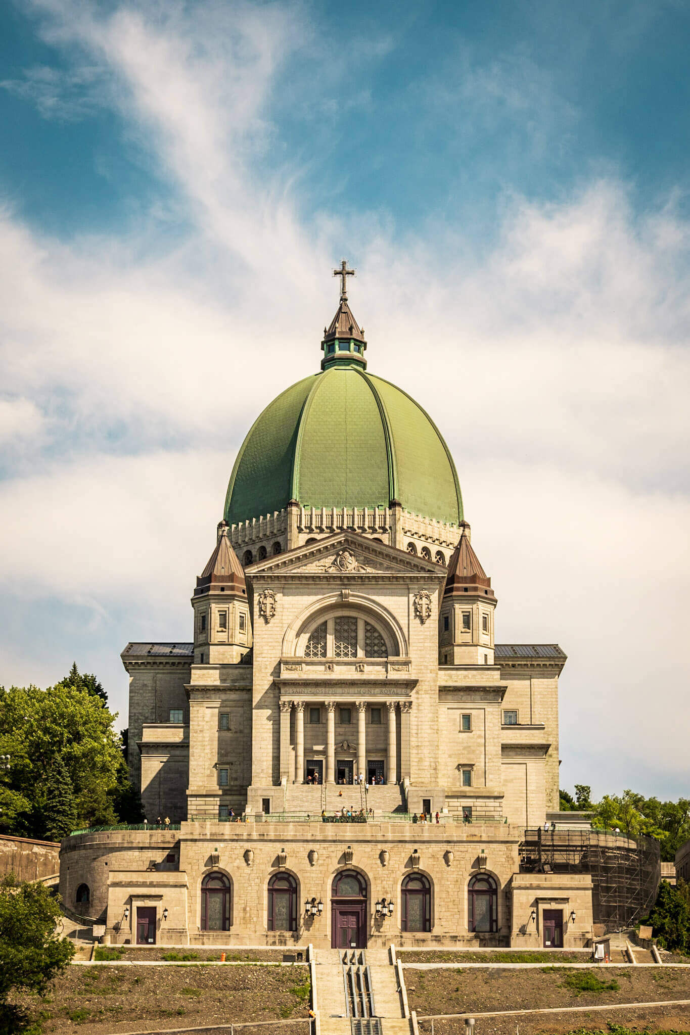 The front facade and dome of Saint Joseph's Oratory of Mount Royal in Montreal