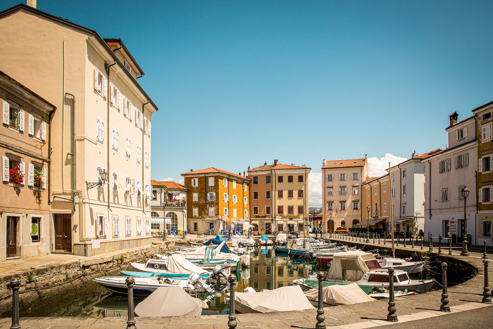 A small protected marina in Muggia, near Trieste, Italy