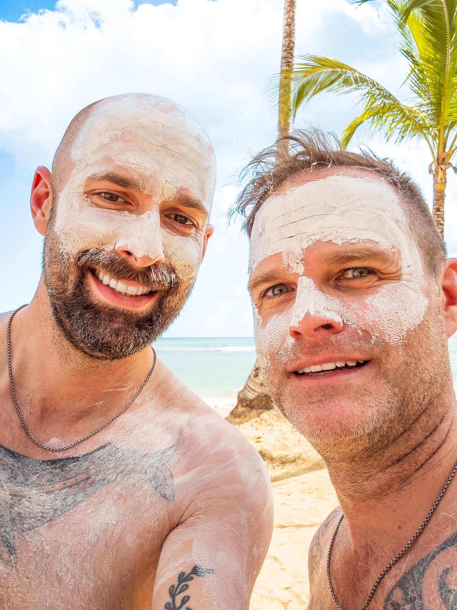 Enjoying some mud therapy on the beach at Excellence El Carmen